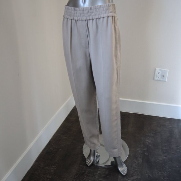 Brunello Cucinelli Twill Tapered Pant Khaki Viscose Linen Size 6 New Tag $1,395 - Picture 5 of 9